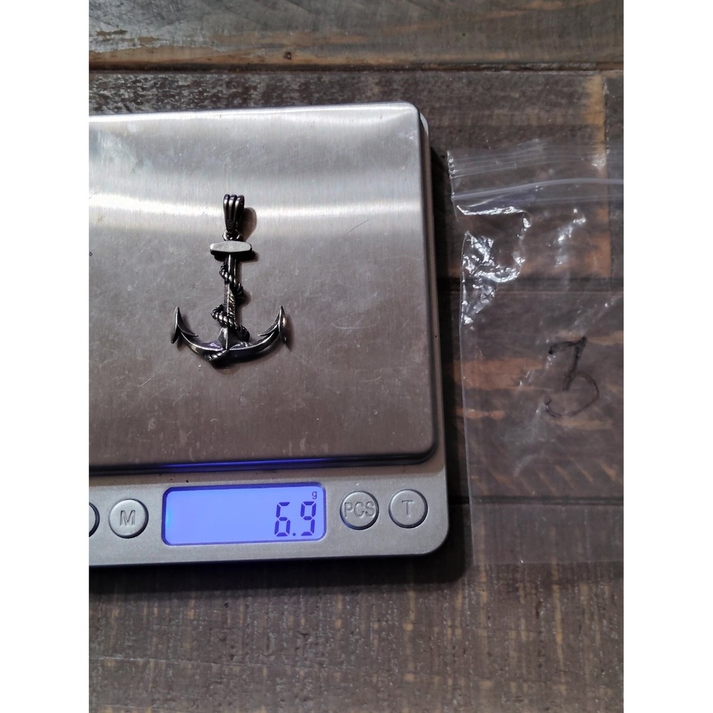 925 Nautical Anchor Pendant Rope Wrap Sailor Charm 6.9g 1.5in Silver